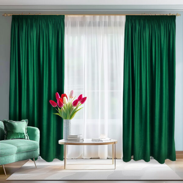 Draperie de Catifea Semi-opaca 70% Verde