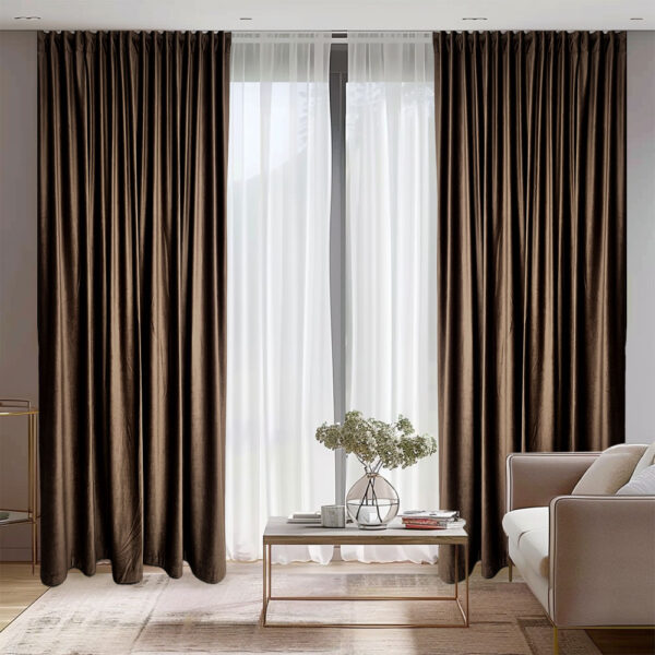 Draperie de Catifea Semi-Opaca 70% Maro