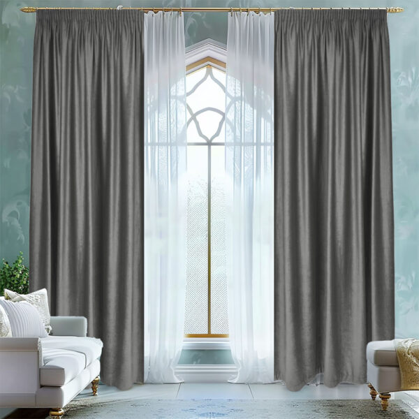 Draperie de Catifea Blackout 90% Gri Mediu
