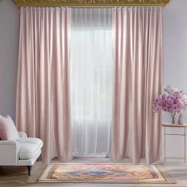 Draperie de Catifea Semi-Opaca 70% Roz Pudra