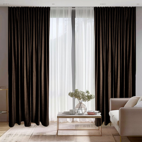 Draperie de Catifea Semi-Opaca 70% Maro