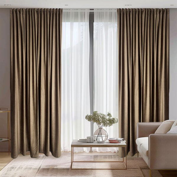 Samtvorhang Uni – Beige – 1 Stück