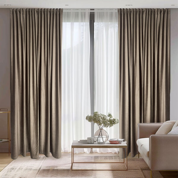 Draperie de Catifea Blackout 90% Bej Gri