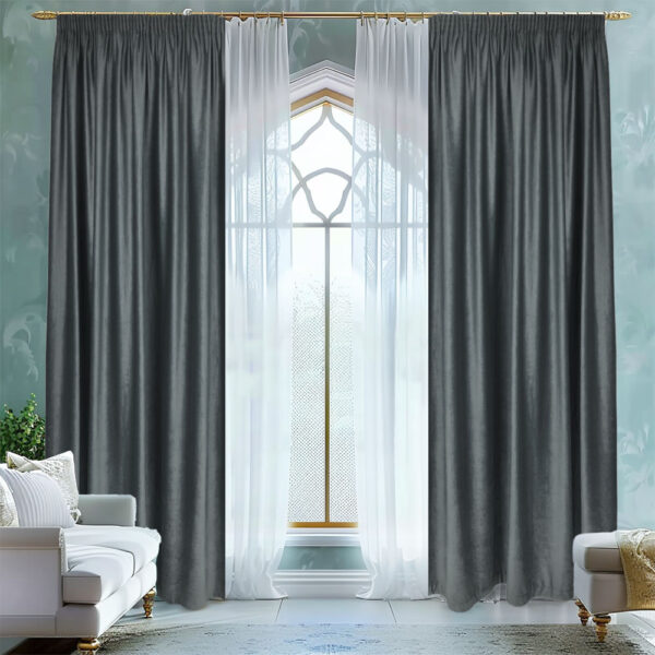 Draperie de Catifea Blackout 90% Gri Inchis