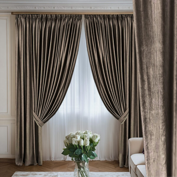 Draperie de Catifea Texturata Lux Blackout 80% Bej Dark