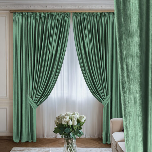 Draperie de Catifea Texturata Lux Blackout 80% Verde Deschis
