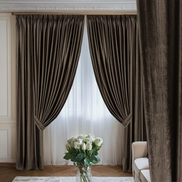 Draperie de Catifea Texturata Lux Blackout 80% Maro