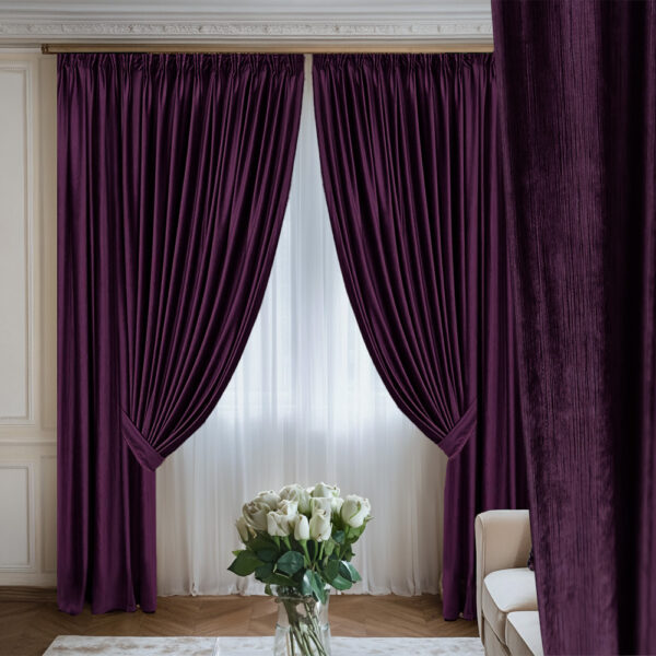 Draperie de Catifea Texturata Lux Blackout 80% Mov