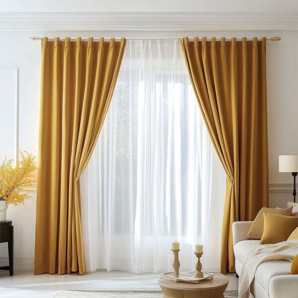 Draperie de Catifea Premium Blackout 100% Muştar