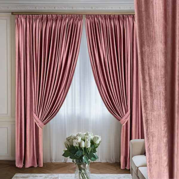 Draperie de Catifea Texturata Lux Blackout 80% Rose