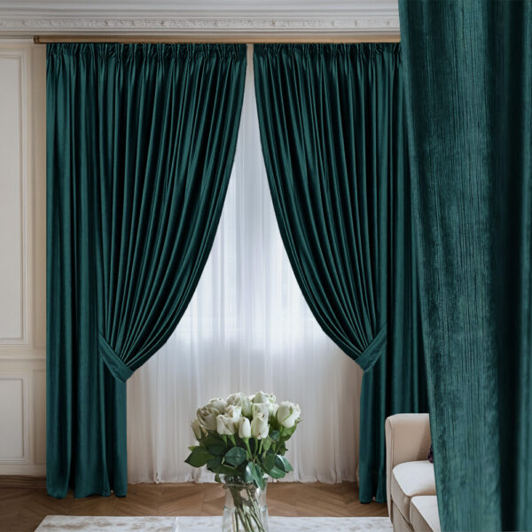 Draperie de Catifea Texturata Lux Blackout 80% Verde