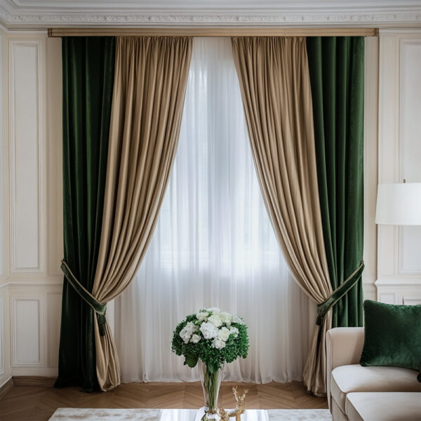 Draperie de Catifea Duo / Verde-Bej