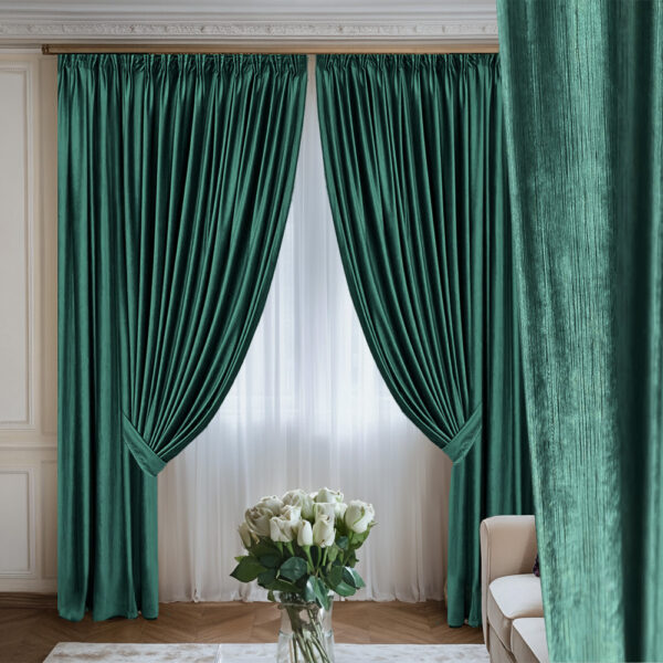 Draperie de Catifea Texturata Lux Blackout 80% Verde Nil