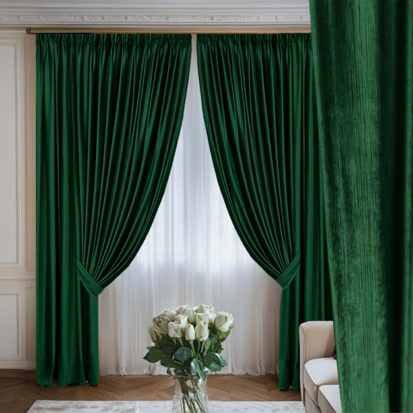 Draperie de Catifea Texturata Lux Blackout 80% Verde Smarald
