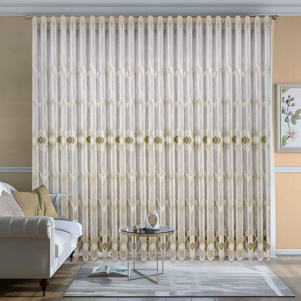 Perdea Brodată Cu Design Exclusiv Crem- Auriu Sofia