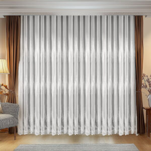 Perdea Royal Elegance  cu Broderie   Alba